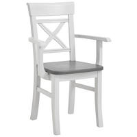 ARMLEHNSTUHL  in  - Weiß/Grau, ROMANTIK / LANDHAUS, Holz (61/94/43cm) - Boxxx