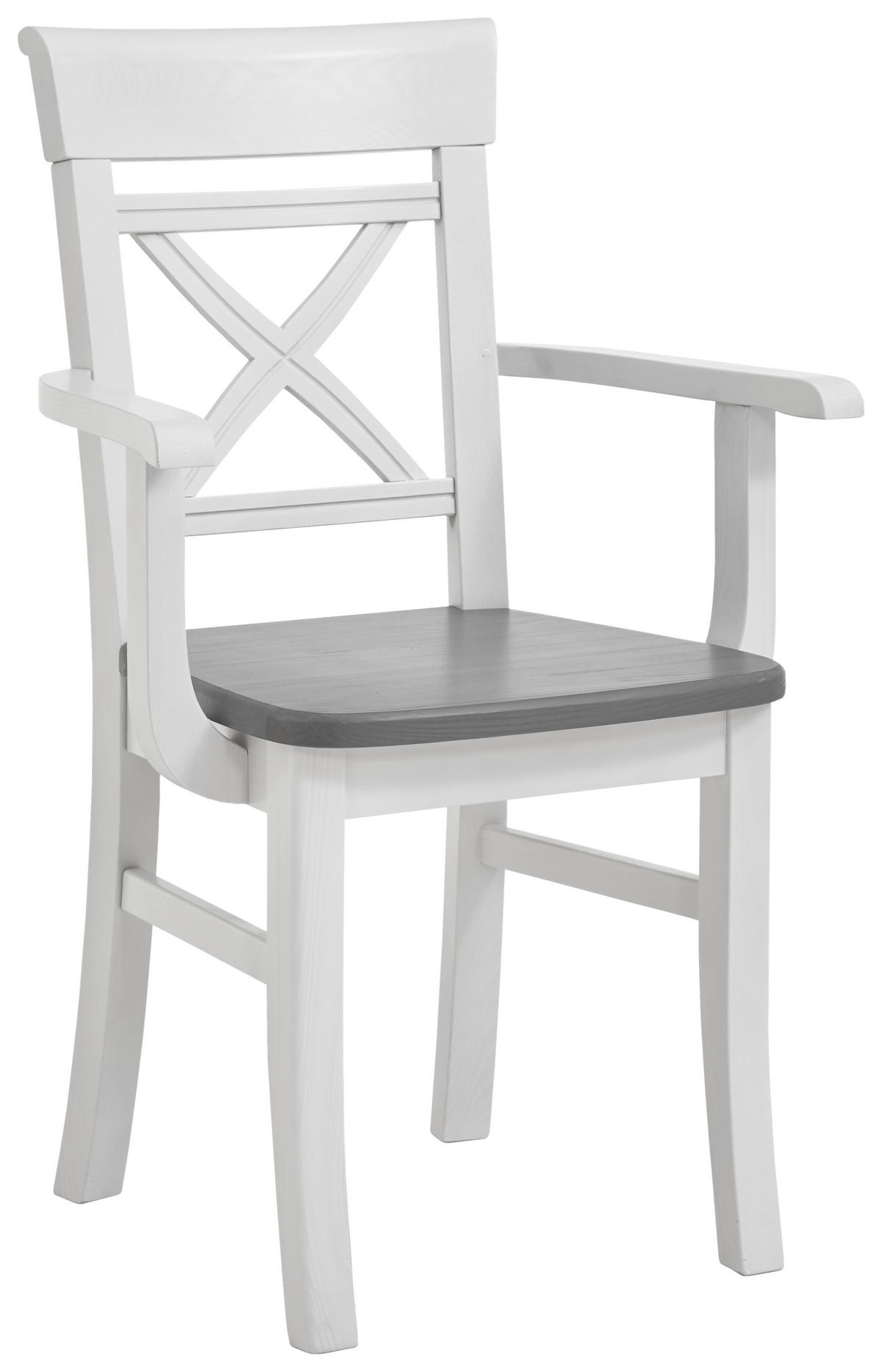 ARMLEHNSTUHL  in  - Weiß/Grau, ROMANTIK / LANDHAUS, Holz (61/94/43cm) - Boxxx