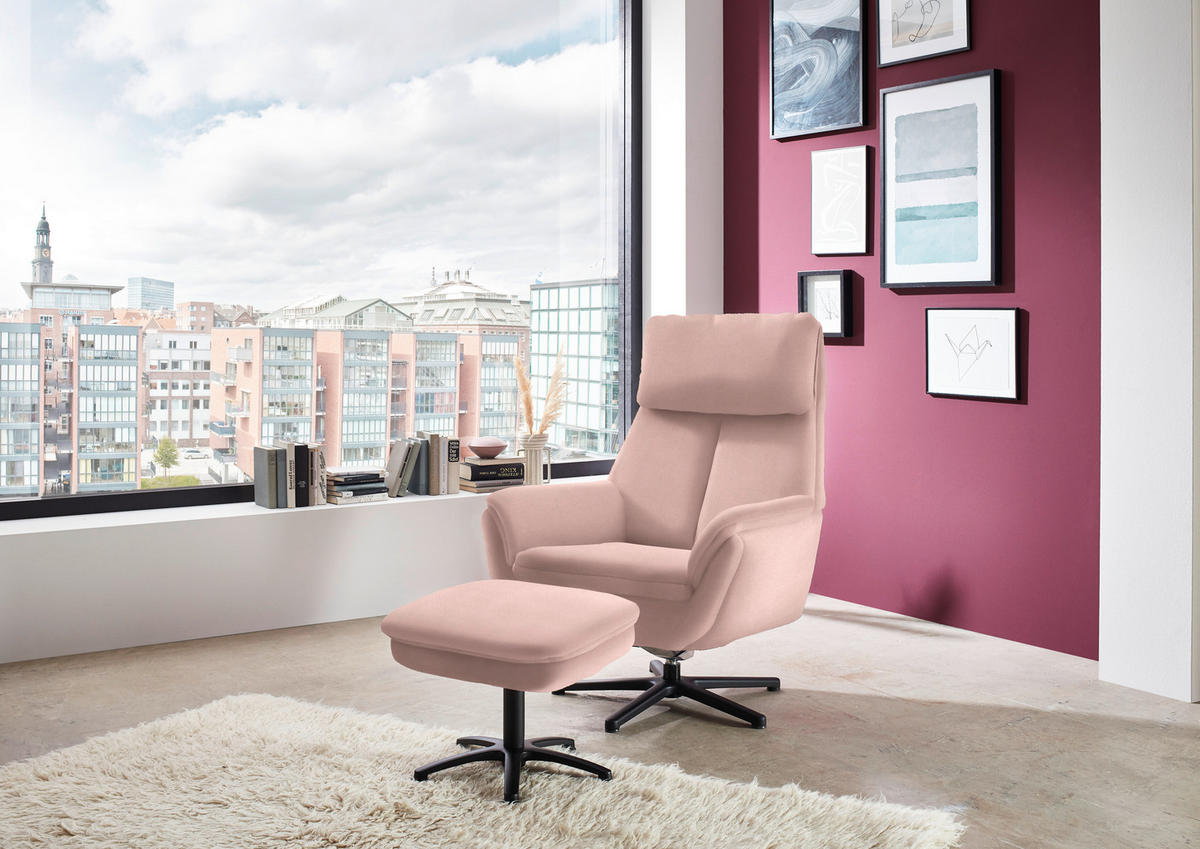 RELAXSESSEL in Textil Rosa  - Schwarz/Rosa, Design, Textil/Metall (79/108/89cm) - Beldomo Style