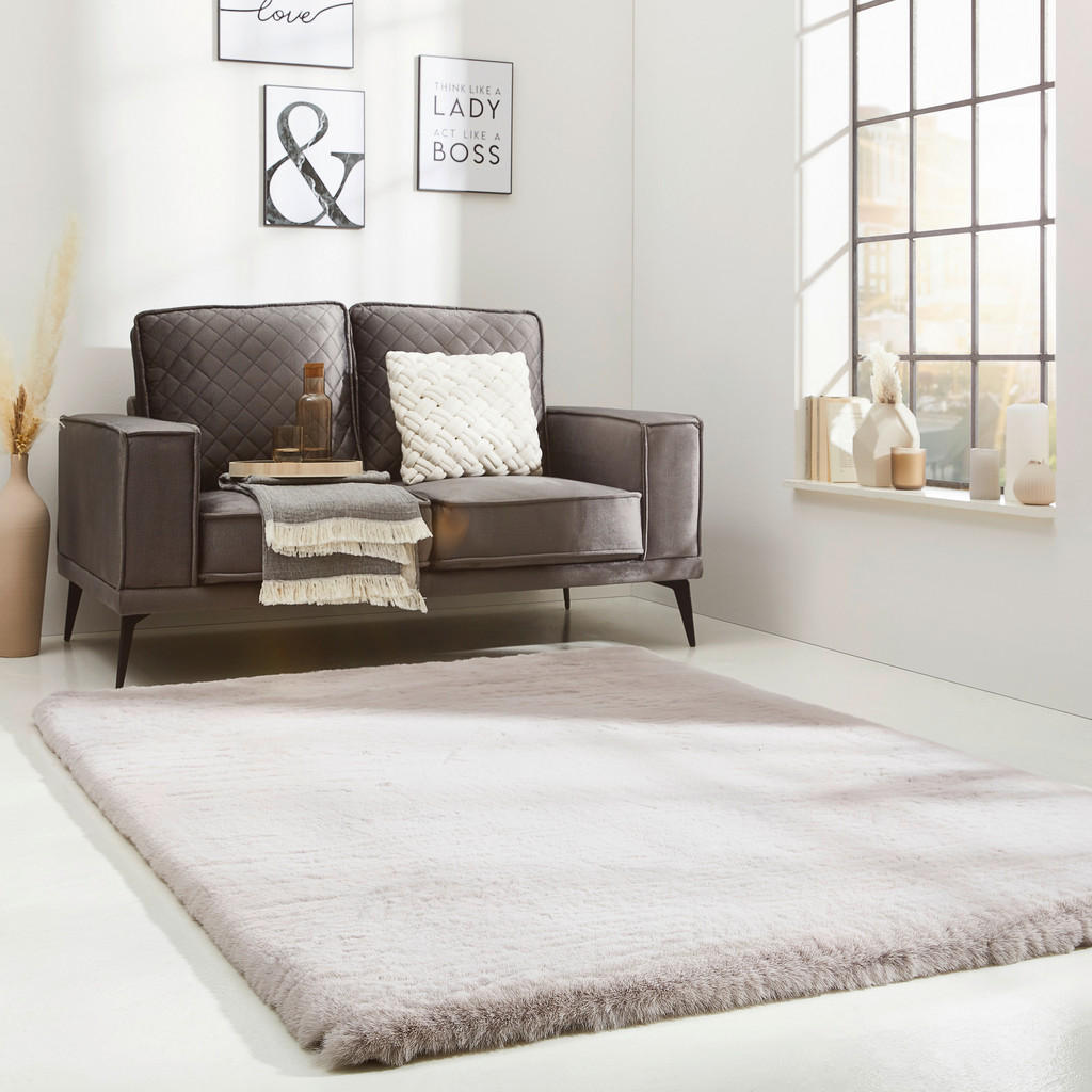 Thumbnail - Novel Hochflorteppich, Grau, Textil, Uni, rechteckig, 70x140 cm, Oeko-Tex® Standard 100, Teppiche & Böden, Teppiche, Hoc...