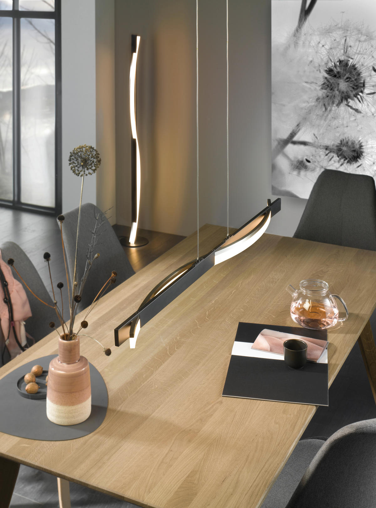 LED-HÄNGELEUCHTE 7,00/95,00/160 cm    - Schwarz, Trend, Metall (7,00/95,00/160cm) - Fischer & Honsel