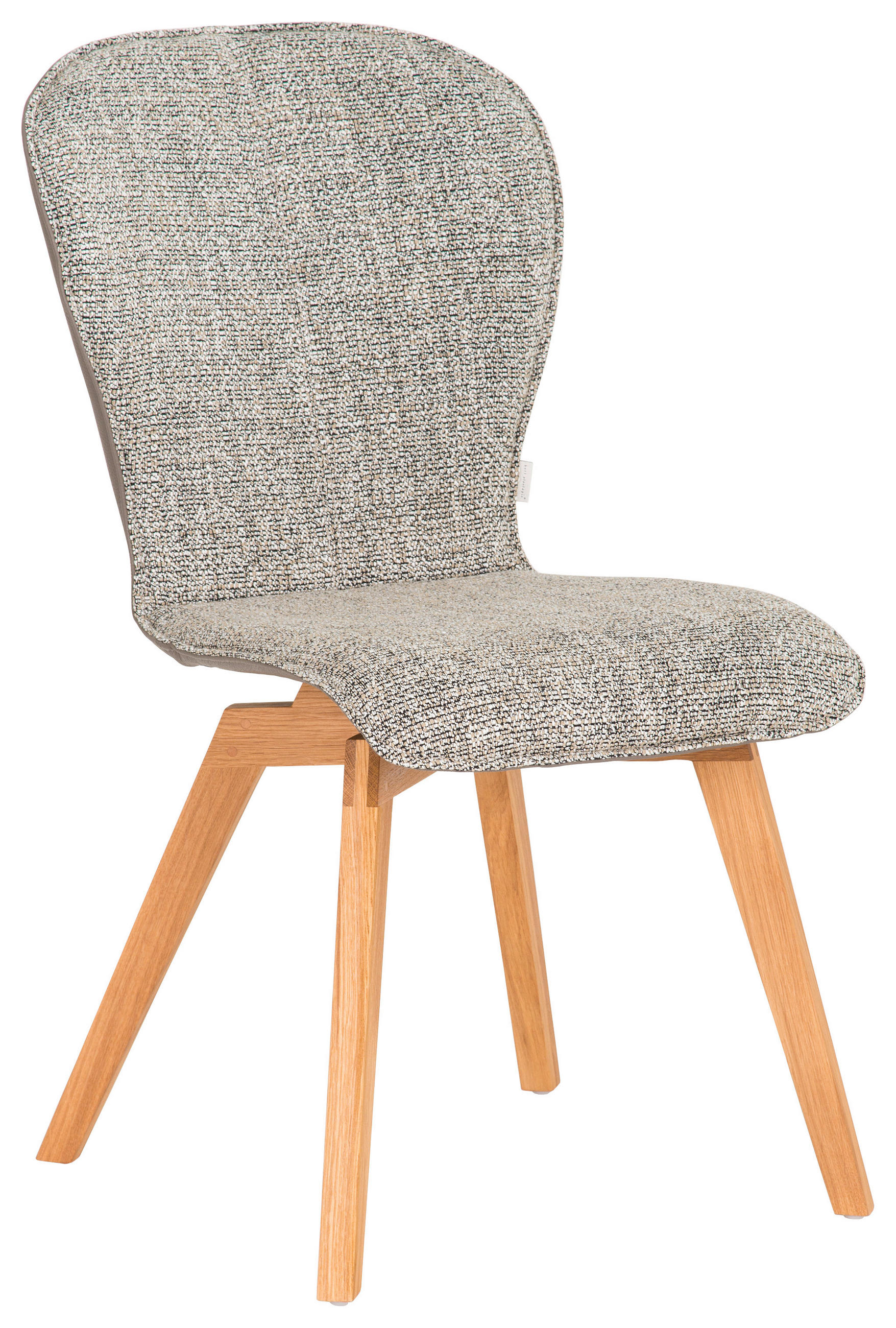 STUHL  in beflockt Echtleder pigmentiert Holz, Textil, Leder  - Eichefarben/Braun, Design, Leder/Holz (48/91/61cm) - Bert Plantagie