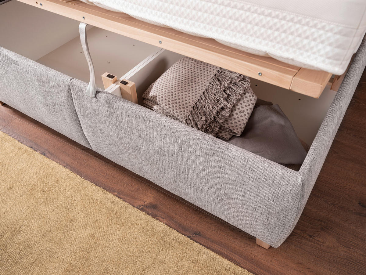 KÁRPITOZOTT ÁGY 180/200 cm  szürke  - szürke, Basics, textil/fa (180/200cm) - Esposa