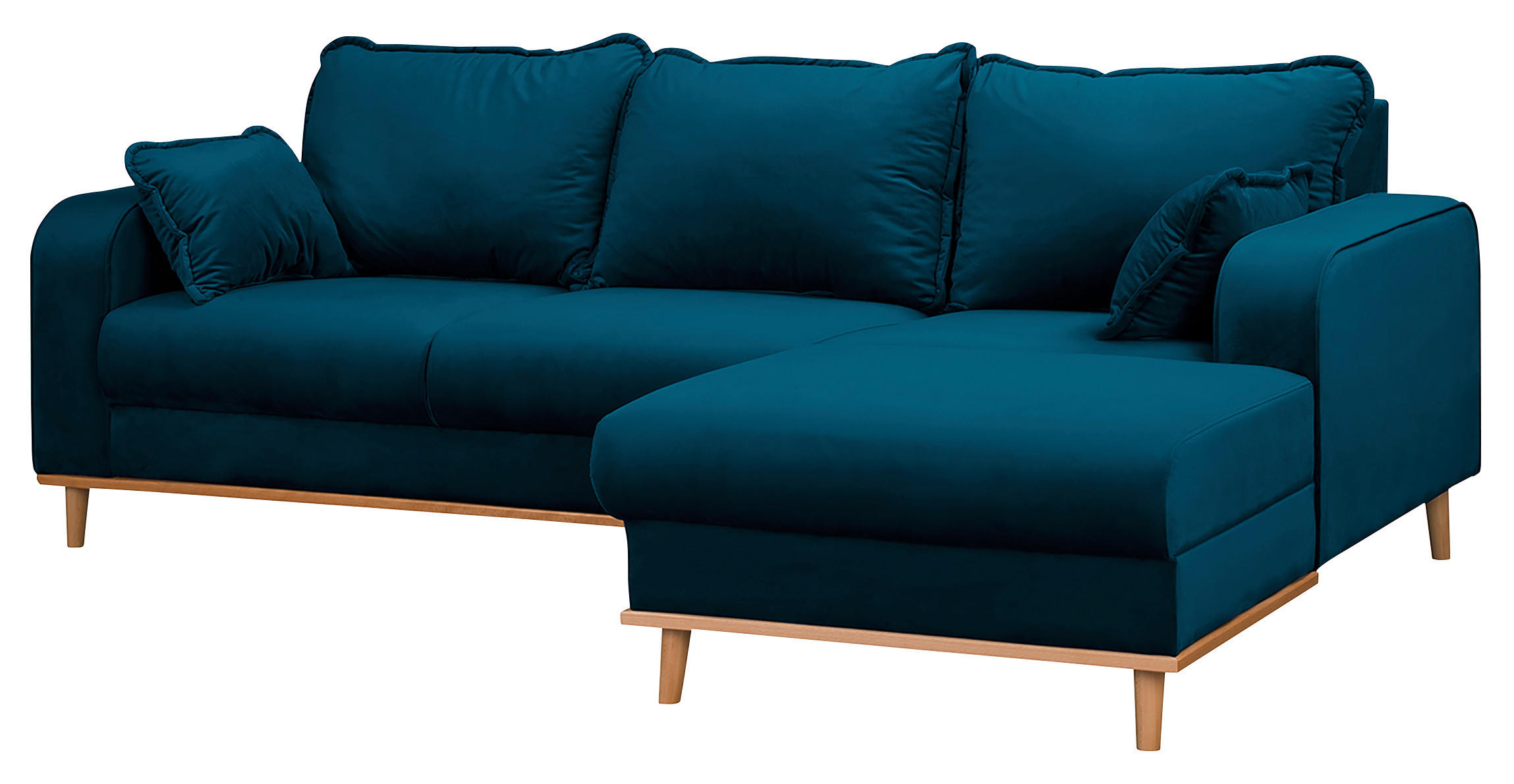 ECKSOFA in Mikrofaser Blau  230/150 cm  - Wengefarben/Blau, Design, Holz/Textil (230/150cm) - Livetastic