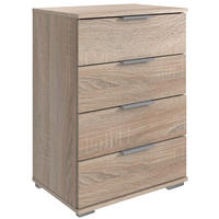NACHTSCHRANK 52/74/38 cm  - Eichefarben/Alufarben, Design, Holzwerkstoff/Kunststoff (52/74/38cm) - Livetastic