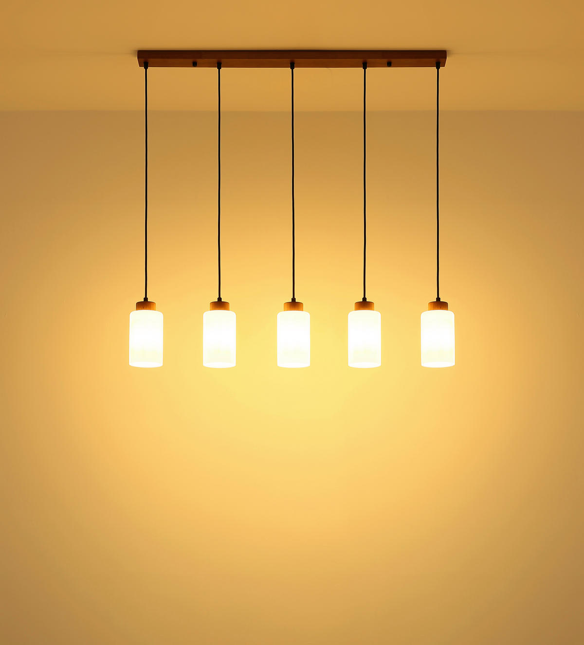 HÄNGELEUCHTE Rowena 100/10/120 cm  - Schwarz/Braun, Design, Glas/Holz (100/10/120cm) - Globo