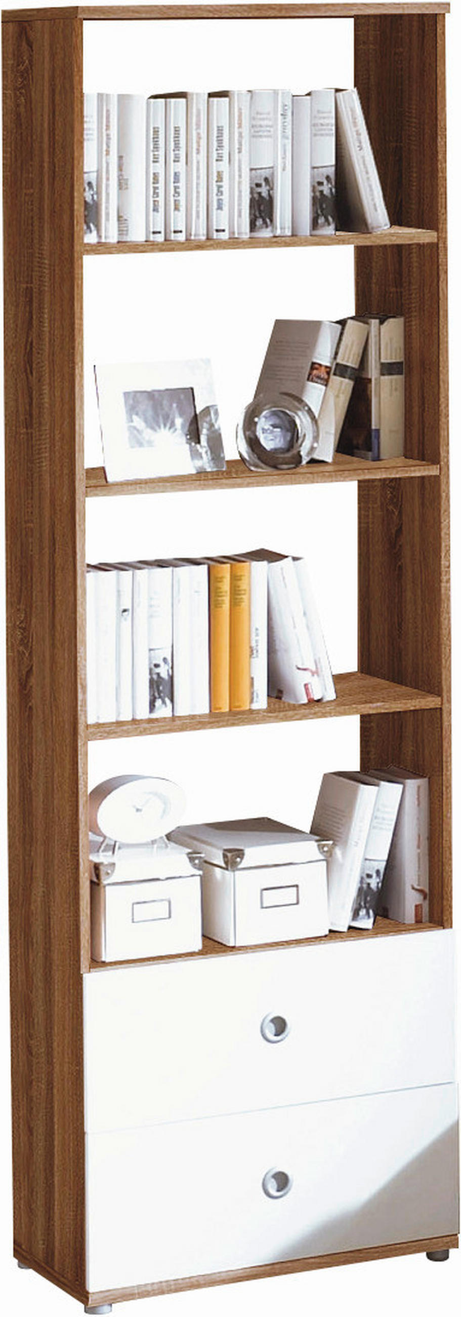 REGAL  60/190/33 cm Weiß, Sonoma Eiche  - Silberfarben/Weiß, Design, Holzwerkstoff/Kunststoff (60/190/33cm) - Carryhome