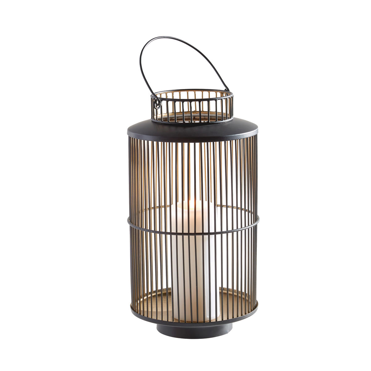 LATERNE - Goldfarben/Schwarz, Design, Metall (20/40cm) - Ambia Home