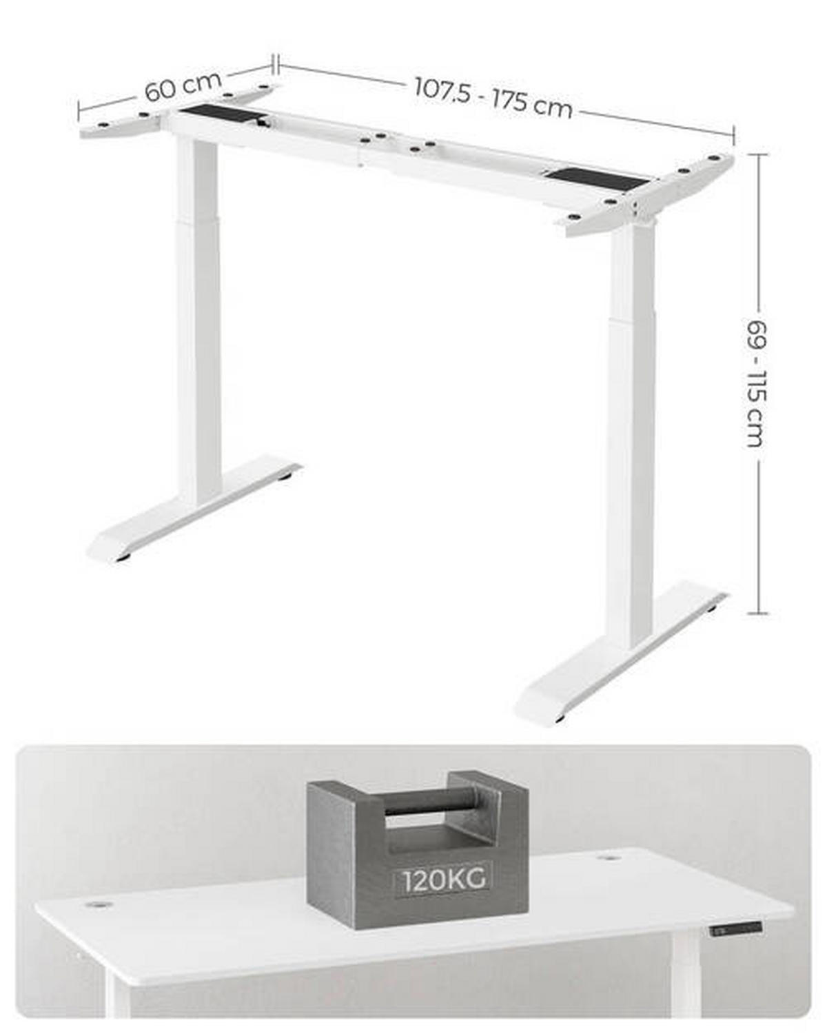 SCHREIBTISCHBEINE  in Weiß  - Weiß, Basics, Metall (107,5-175/69-115/60cm) - Boxxx