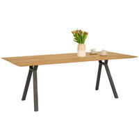ESSTISCH Holz, Metall 220/100/77 cm  - Eichefarben/Anthrazit, Design, Holz/Metall (220/100/77cm) - Dieter Knoll
