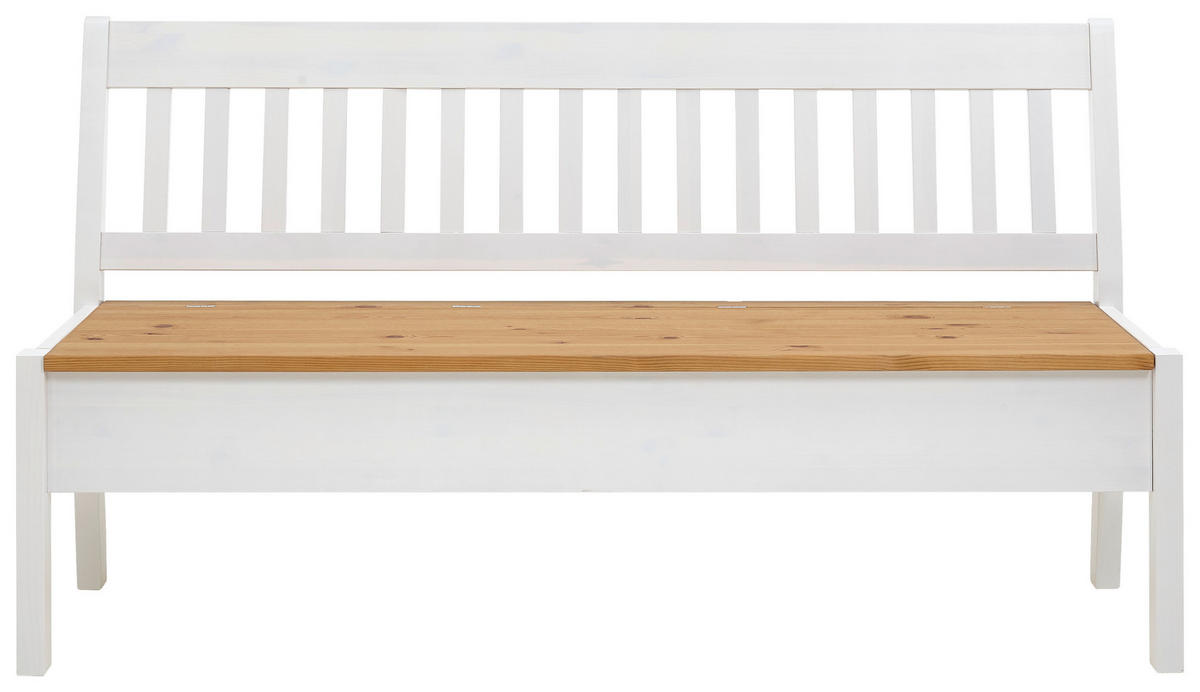 SITZBANK 169/93/58 cm Laugenfarbig, Weiß Kiefer massiv  - Laugenfarbig/Weiß, ROMANTIK / LANDHAUS, Holz (169/93/58cm) - Boxxx