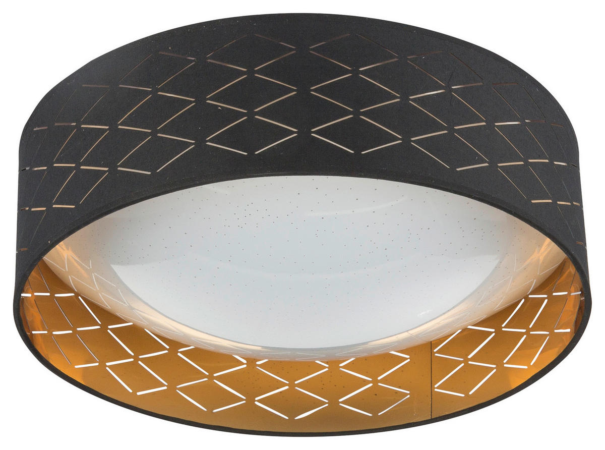 LED-DECKENLEUCHTE 40/12 cm   - Goldfarben/Schwarz, KONVENTIONELL, Textil/Metall (40/12cm) - Globo