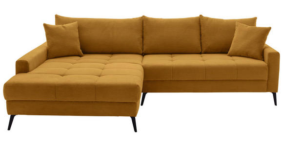 ECKSOFA  in Cord Currygelb  173/280 cm  - Currygelb/Schwarz, KONVENTIONELL, Textil/Metall (173/280cm) - Hom`in