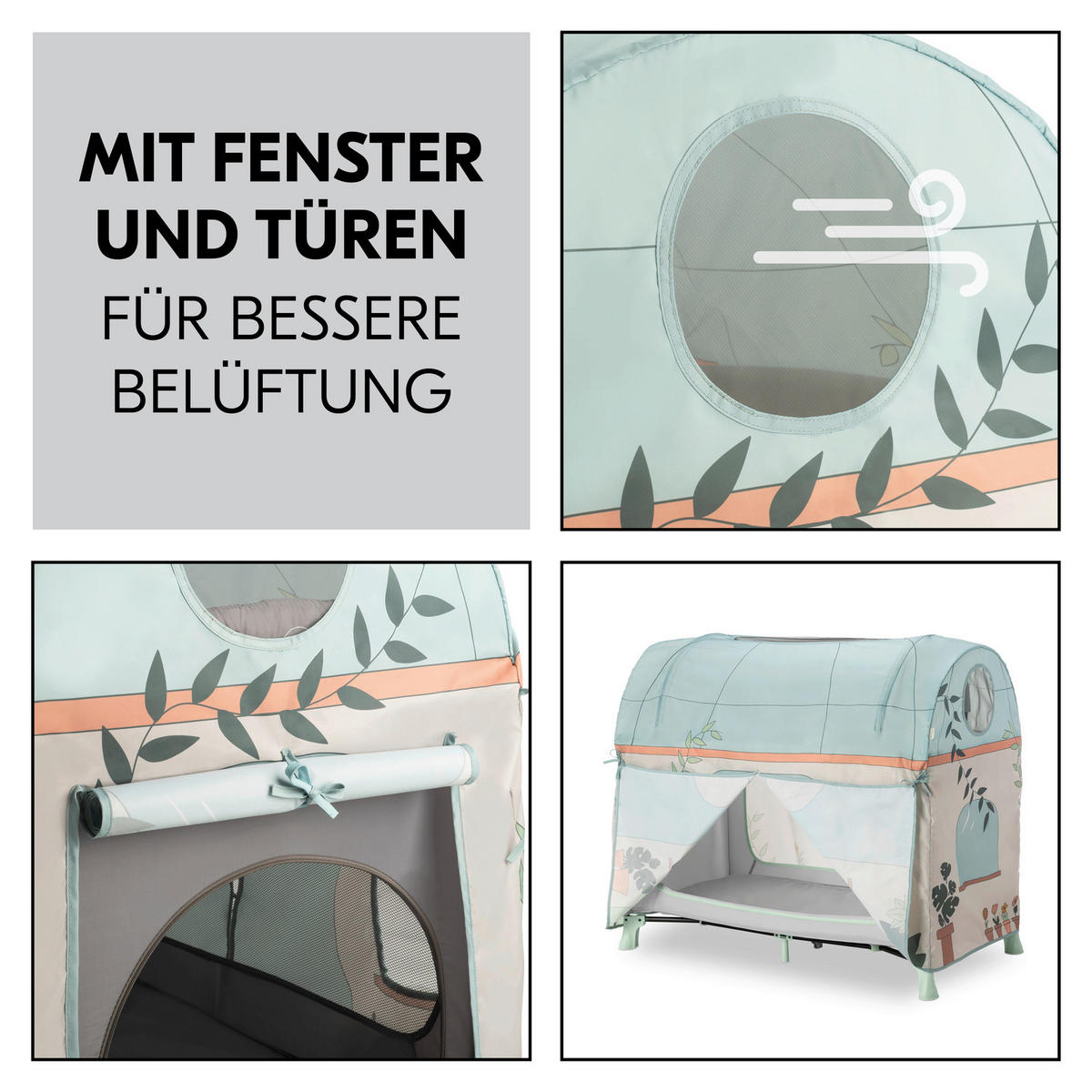 REISEBETT-SPIELZELT - Türkis, Basics, Textil (68/98/130cm) - Hauck