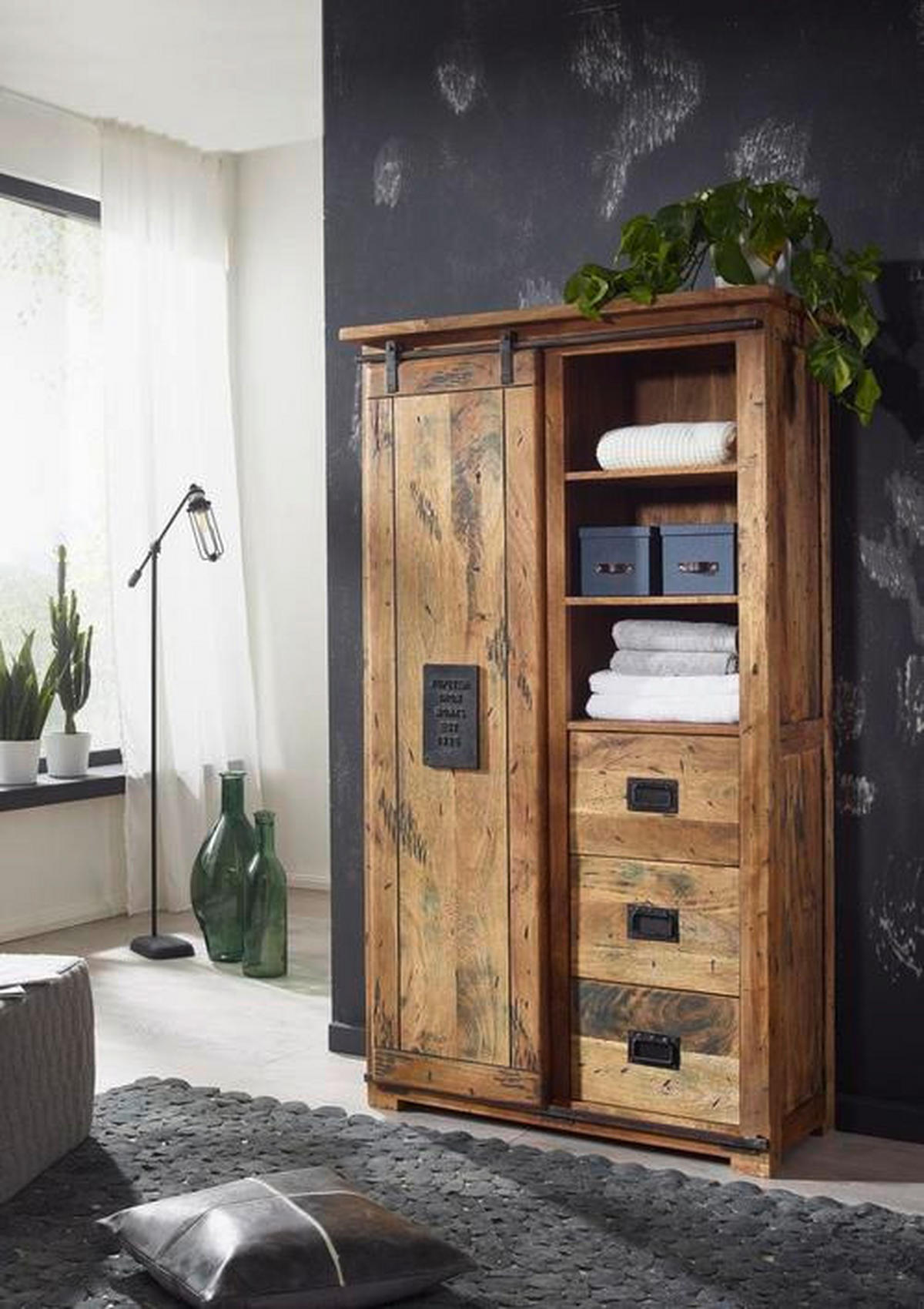 COMODĂ ÎNALTĂ 100/175/45 cm  - culoare natur, Konventionell, metal/lemn (100/175/45cm) - Livetastic