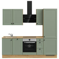 KÜCHENBLOCK 240 cm   Eichefarben, Schilfgrün  - Schilfgrün/Eichefarben, Modern, Holzwerkstoff/Metall (240cm) - Nobilia