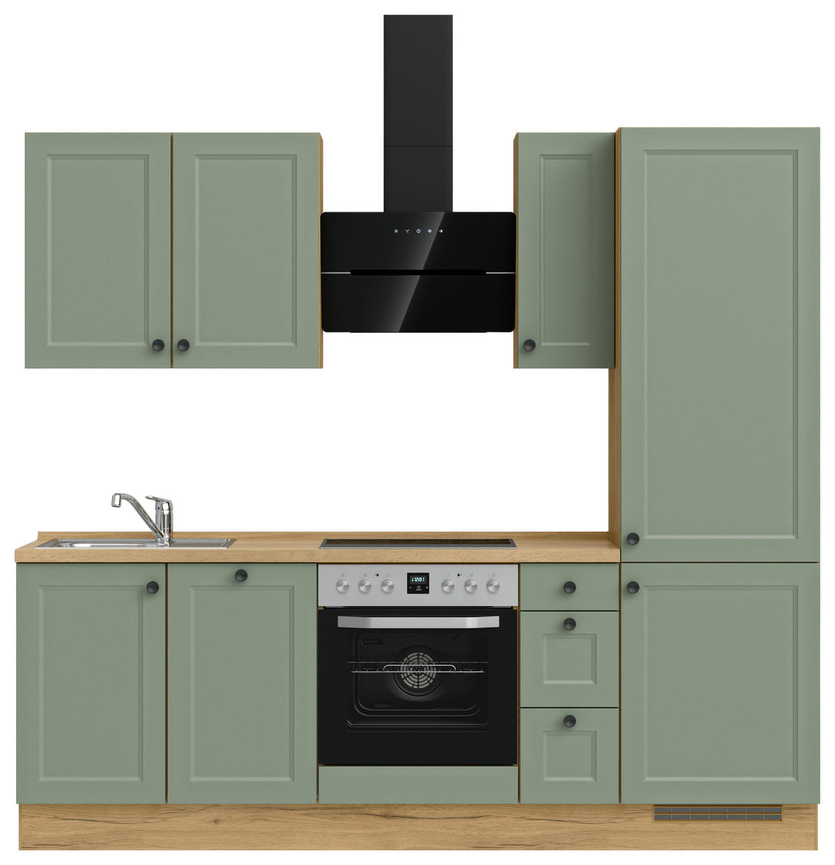 KÜCHENBLOCK 240 cm   Eichefarben, Schilfgrün  - Schilfgrün/Eichefarben, Modern, Holzwerkstoff/Metall (240cm) - Nobilia