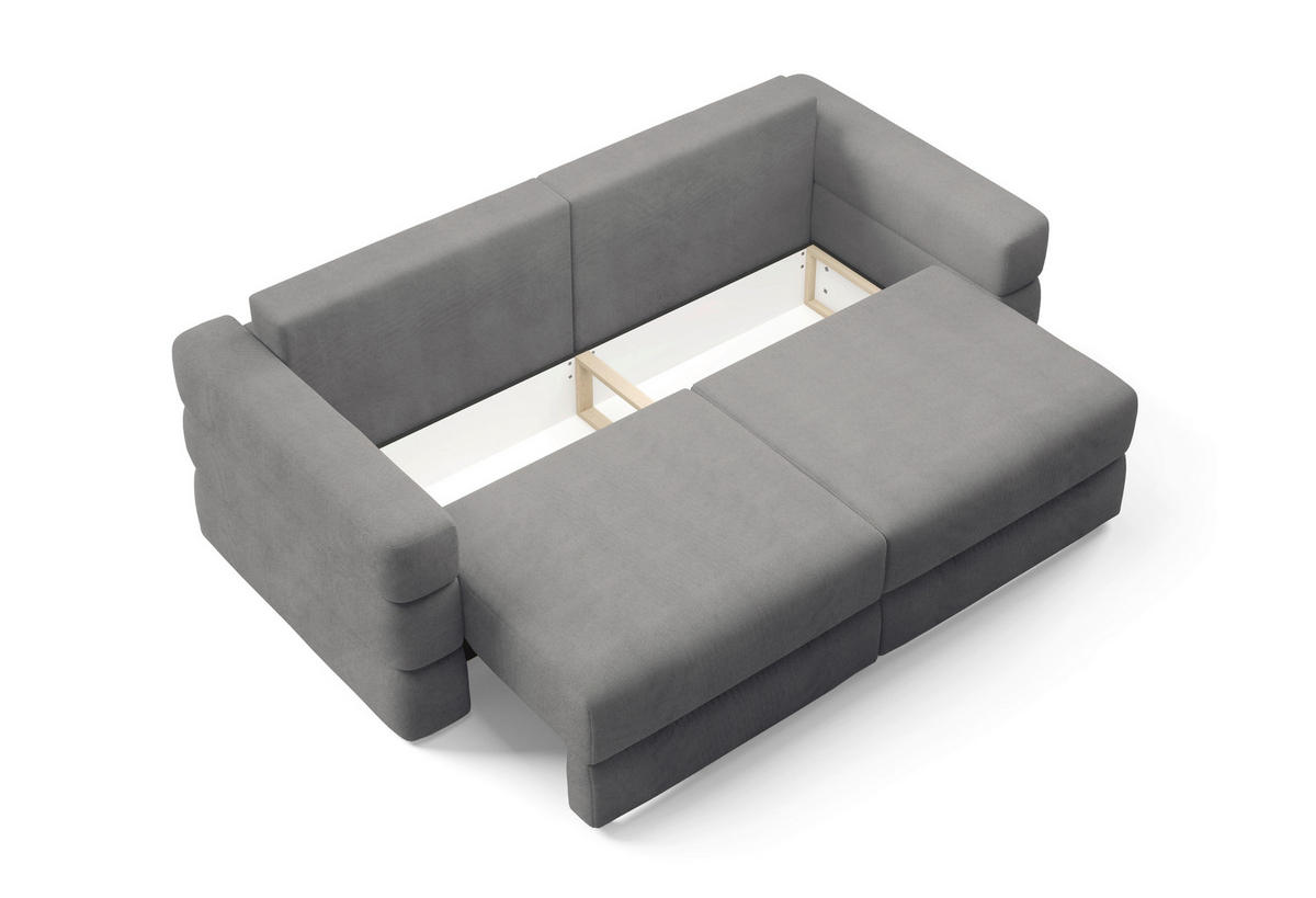 SCHLAFSOFA TERAZZO  mit Webstoff Dunkelgrau  - Dunkelgrau/Schwarz, Design, Kunststoff/Textil (254/93/167cm) - Livetastic