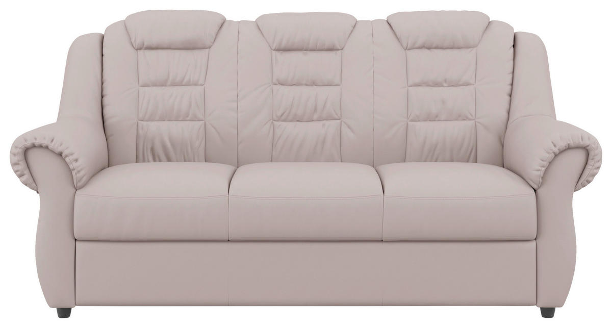 3-SITZER-SOFA Lederlook Hellgrau  - Hellgrau/Schwarz, KONVENTIONELL, Kunststoff/Textil (196/102/101cm) - Livetastic