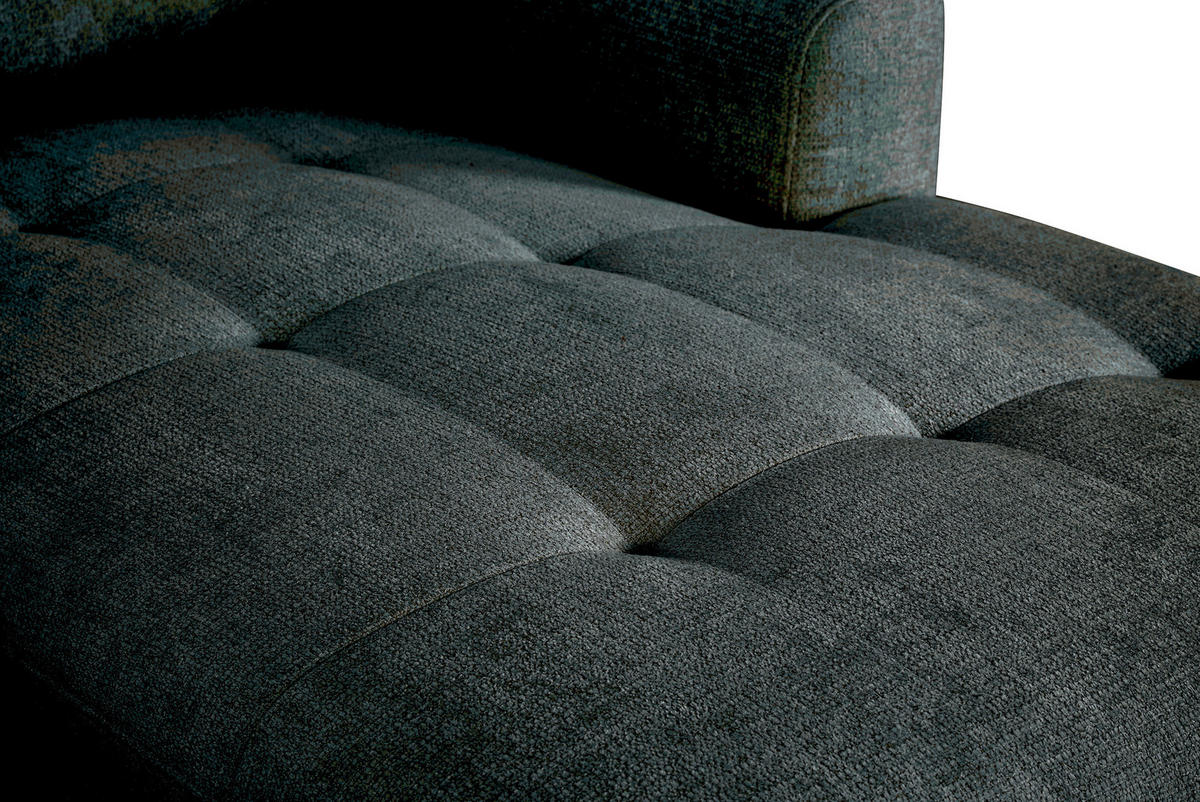 WOHNLANDSCHAFT Grau Chenille  - Schwarz/Grau, KONVENTIONELL, Textil/Metall (188/340/160cm) - Xora