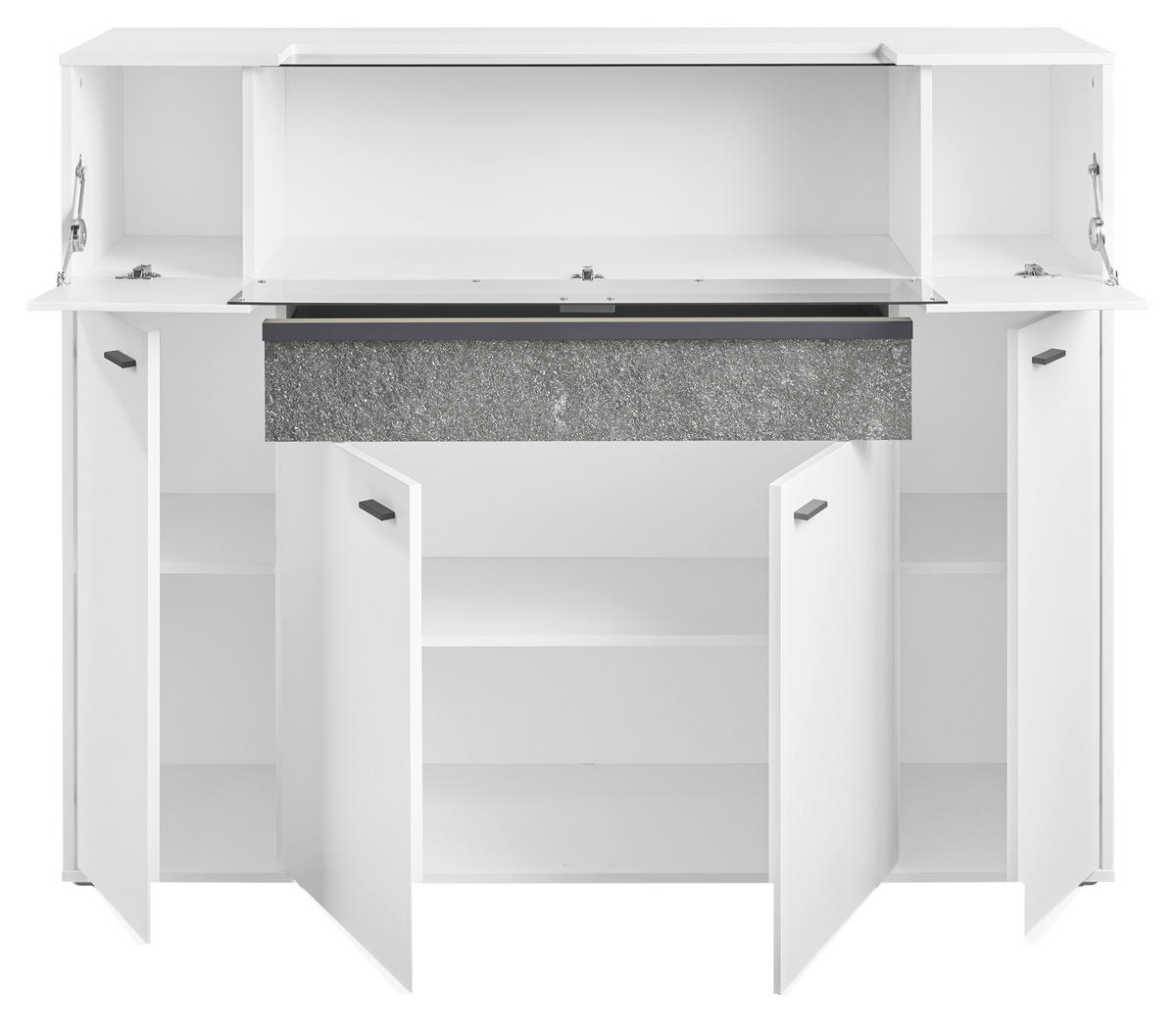 HIGHBOARD  in 153,5/122,1/43,8 cm  - Dunkelgrau/Weiß, Design, Glas/Holzwerkstoff (153,5/122,1/43,8cm) - SetOne by Musterring