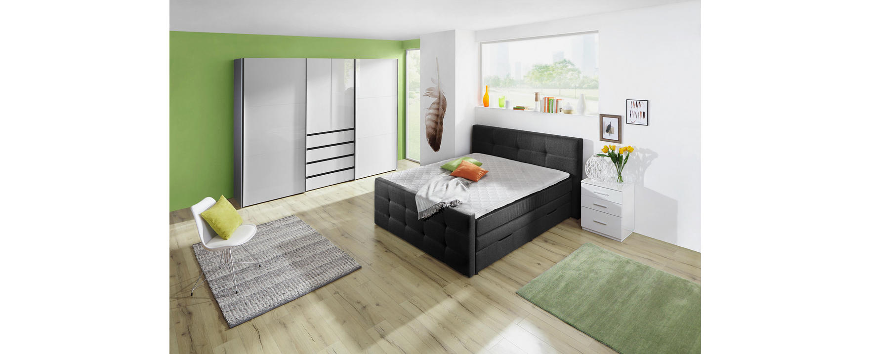 CARRYHOME BOXSPRINGBETT Flachgewebe - Einrichtungsbeispiel