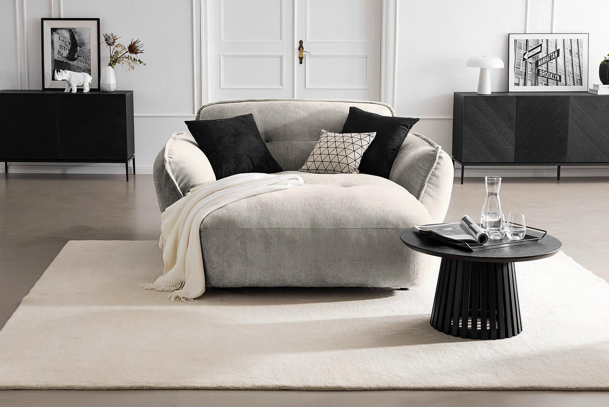 XXL-SESSEL in Chenille Silberfarben  - Silberfarben/Schwarz, Modern, Kunststoff/Textil (182/87/184cm) - Trendmanufaktur