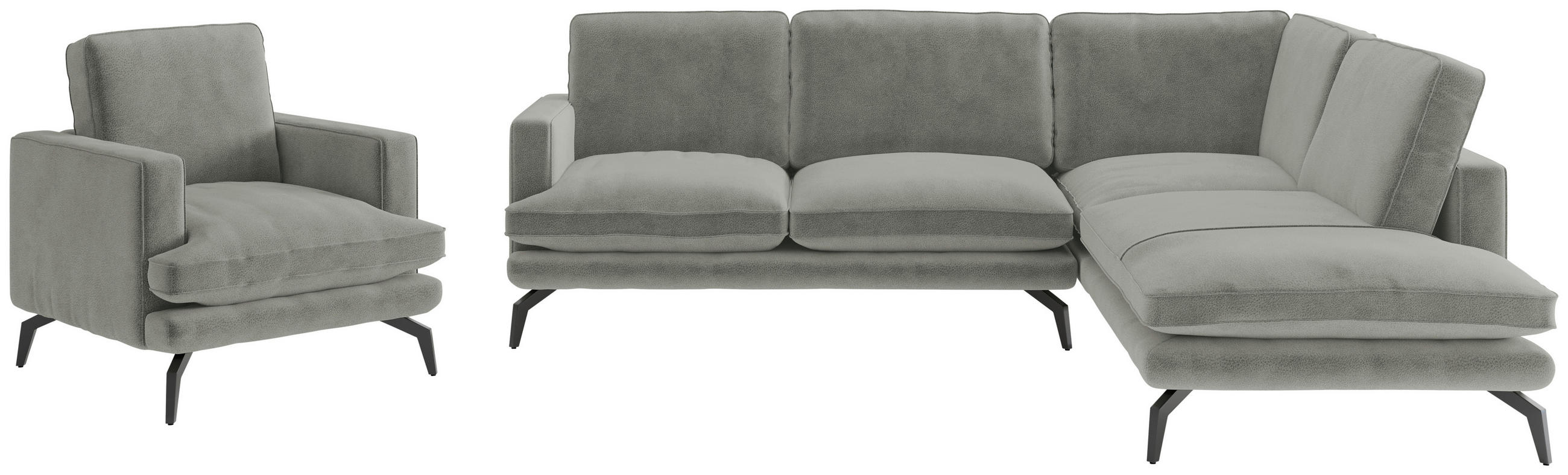 SITZGARNITUR Bali Flachgewebe Grau  - Schwarz/Grau, Design, Textil/Metall (250/202cm) - Livetastic