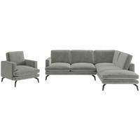 SITZGARNITUR Bali Flachgewebe Grau  - Schwarz/Grau, Design, Textil/Metall (250/202cm) - Livetastic