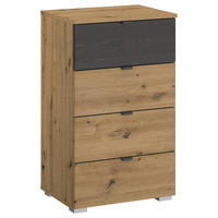 KOMÓD 47/81/42 cm  - fekete/alumínium színű, Modern, műanyag/faalapú anyag (47/81/42cm) - Rauch Möbel