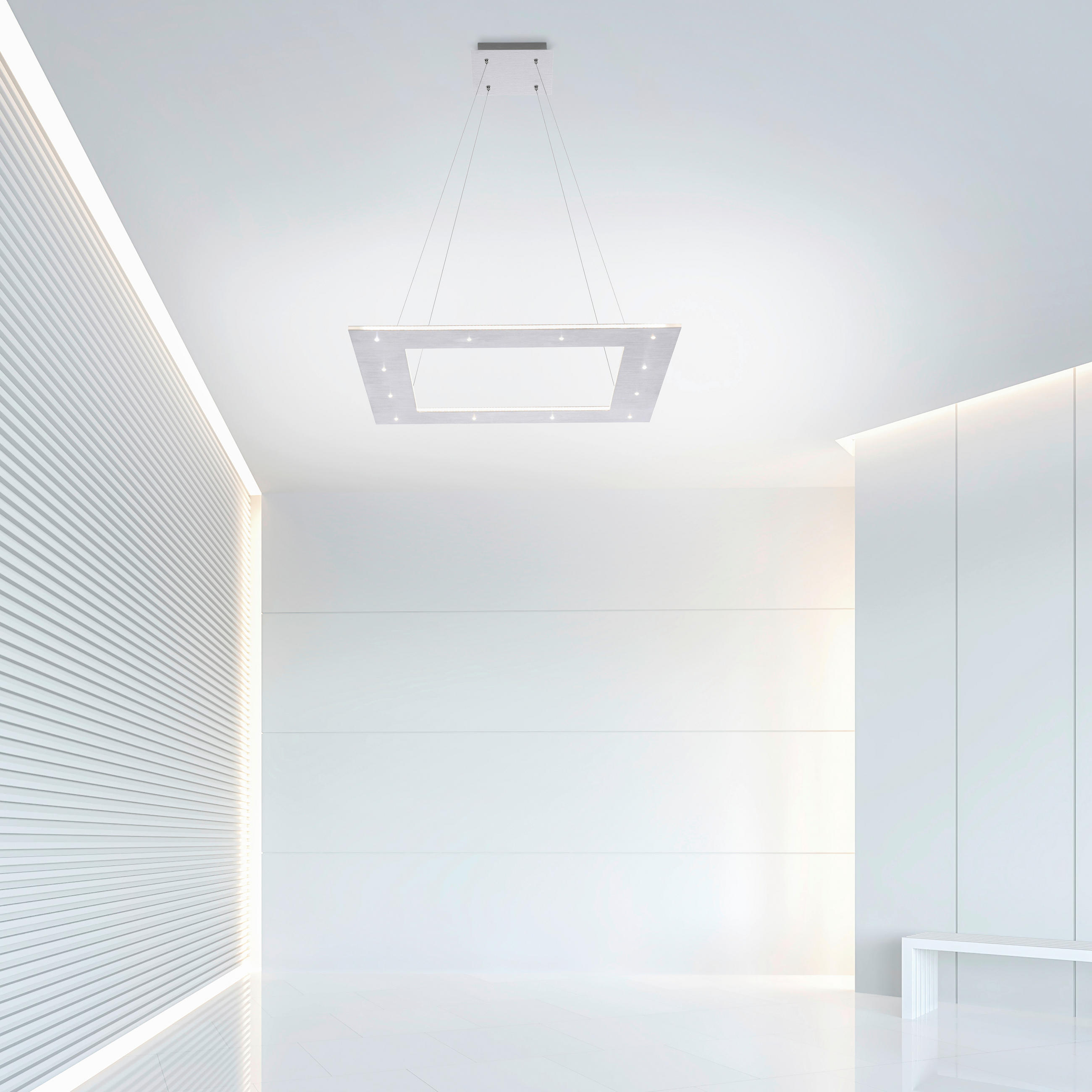 LED-HÄNGELEUCHTE PURE-COSMO 50/50/200 cm   - Alufarben, Design, Kunststoff/Metall (50/50/200cm)