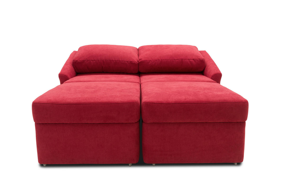 SCHLAFSOFA Mikrofaser Rot  - Beige/Rot, Basics, Kunststoff/Textil (168/86/96cm) - MID.YOU