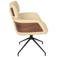 ARMLEHNSTUHL  Lederauswahl, Wippfunktion, Sitzfläche 360° drehbar, automatische Rückholfunktion  Echtleder  - Beige/Walnussfarben, Design, Leder/Holz (62/92/66cm) - Dieter Knoll