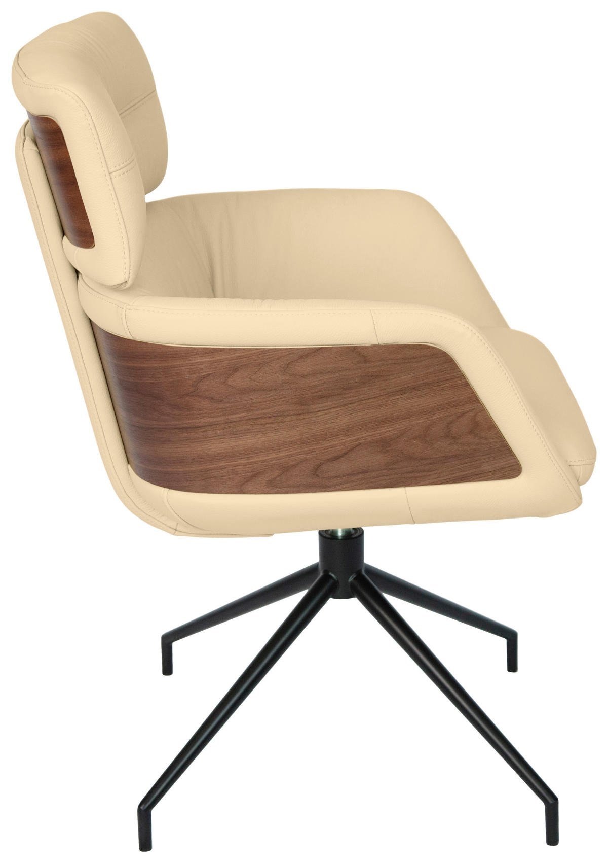 ARMLEHNSTUHL  in Eisen Echtleder pigmentiert  - Beige/Walnussfarben, Design, Leder/Holz (62/92/66cm) - Dieter Knoll