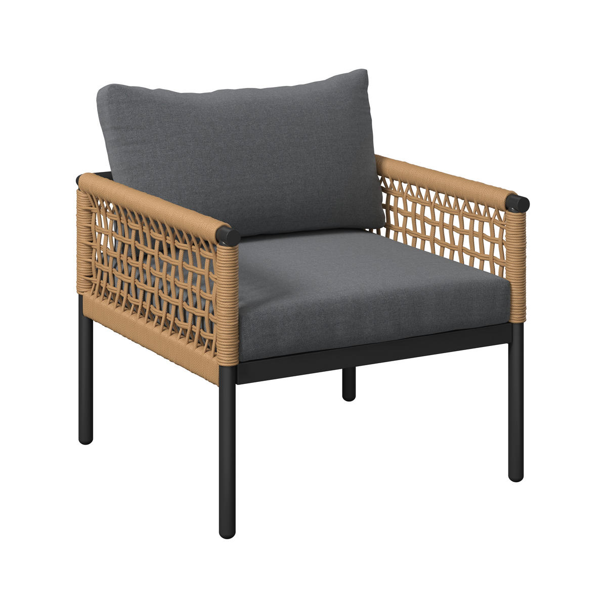 LOUNGEGARNITUR Eisen  - Anthrazit/Naturfarben, MODERN, Kunststoff/Textil (167/67/76cm) - Ambia Garden