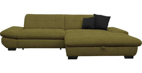 ECKSOFA in Mikrofaser Grün 290/198 cm - Schwarz/Grün, Design, Textil/Metall (290/198cm) - Xora