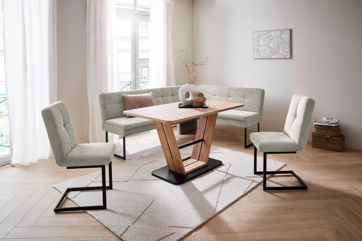 STUHL - Beige/Schwarz, Design, Textil/Metall (45/92,5/62cm) - Novel