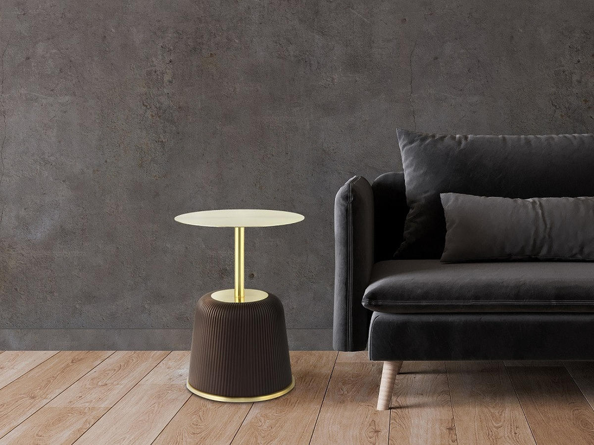 ODKLÁDACÍ STOLEK, hnědá, barvy zlata - růžová/barvy zlata, Design, kov/kompozitní dřevo (40/55cm) - MID.YOU