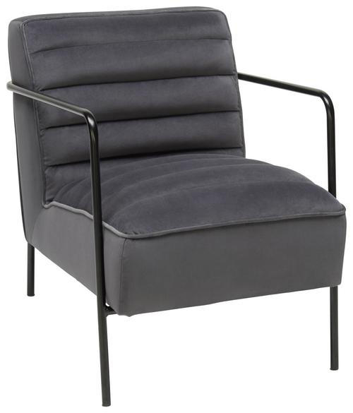 Sessel in Metall, Textil Grau, Schwarz