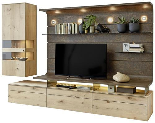 Wohnwand in Eichefarben, Rostfarben