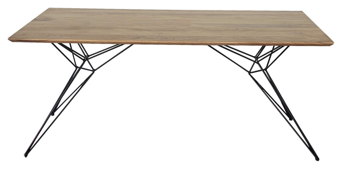 ESSTISCH Akazie vollmassiv rechteckig Schwarz, Akaziefarben  - Schwarz/Akaziefarben, LIFESTYLE, Holz/Metall (175/90/76cm) - home24