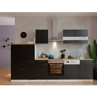 KÜCHENBLOCK 310 cm   in Schwarz  - Weiss/Edelstahlfarben, Basics, Holzwerkstoff/Metall (310cm) - Respekta
