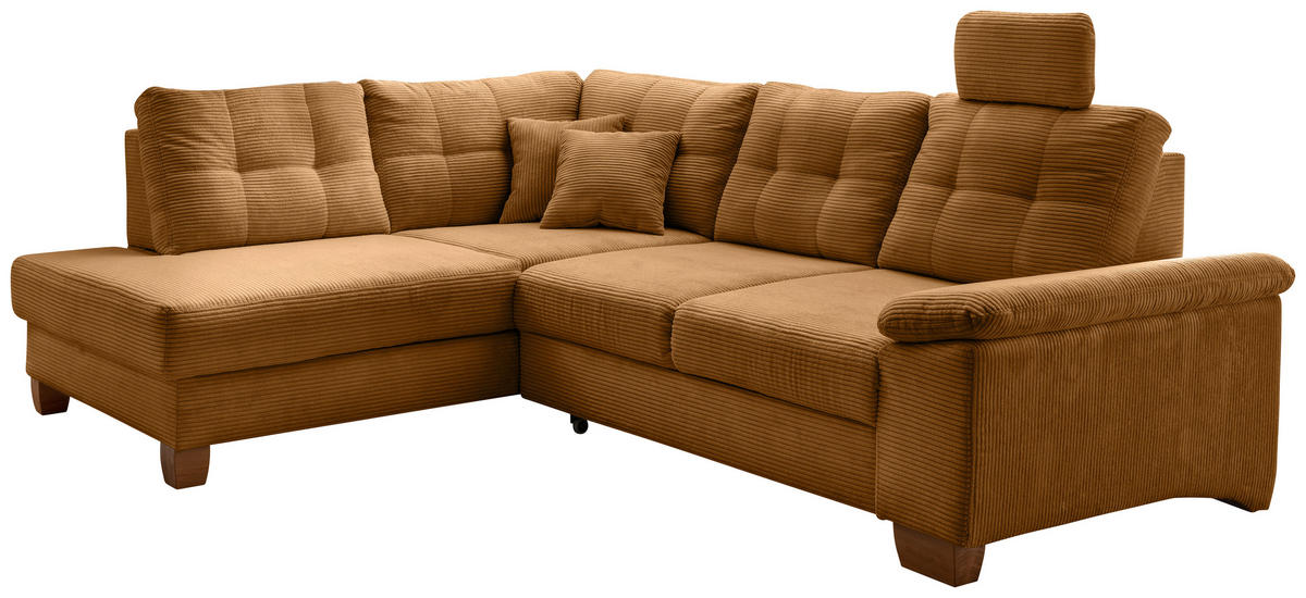ECKSOFA in Cord Goldfarben  - Goldfarben/Naturfarben, Modern, Holz/Textil (206/274cm) - Livetastic
