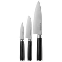 MESSERSET 3-teilig  - Edelstahlfarben/Schwarz, Trend, Holz/Metall (17,8/12,7/8,9cm) - Echtwerk
