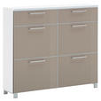 SCHUHSCHRANK Santina  in 121/108/31 cm  - Taupe/Chromfarben, Design, Glas/Holzwerkstoff (121/108/31cm) - Novel
