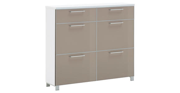 SCHUHSCHRANK Santina  in 121/108/31 cm  - Taupe/Chromfarben, Design, Glas/Holzwerkstoff (121/108/31cm) - Novel