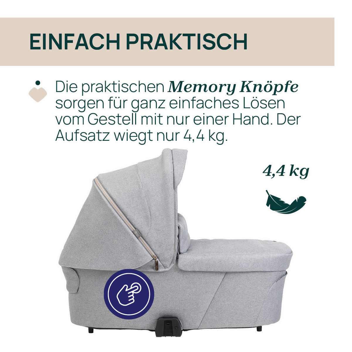LIEGEWANNE - Grau, Basics, Textil (43/64/83cm) - Chicco
