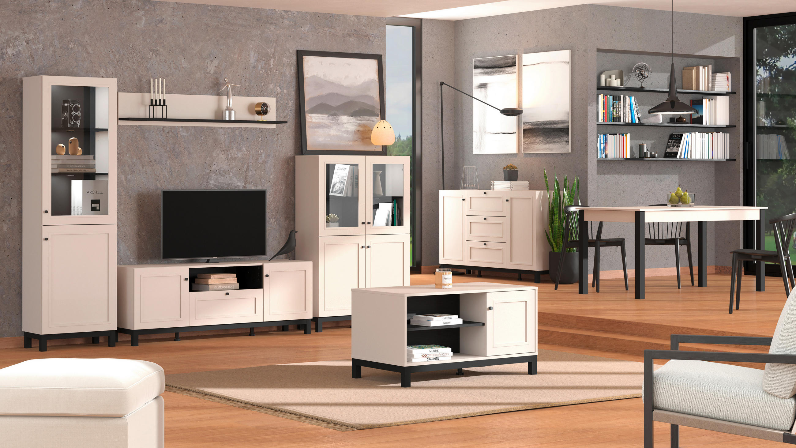 TV-ELEM 154/57/42 cm  - kasmír, Basics, faalapú anyag (154/57/42cm) - Ti'me