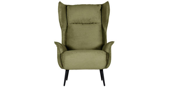 OHRENSESSEL Cord Grün  - Schwarz/Grün, Design, Textil/Metall (83/106/89cm) - Landscape