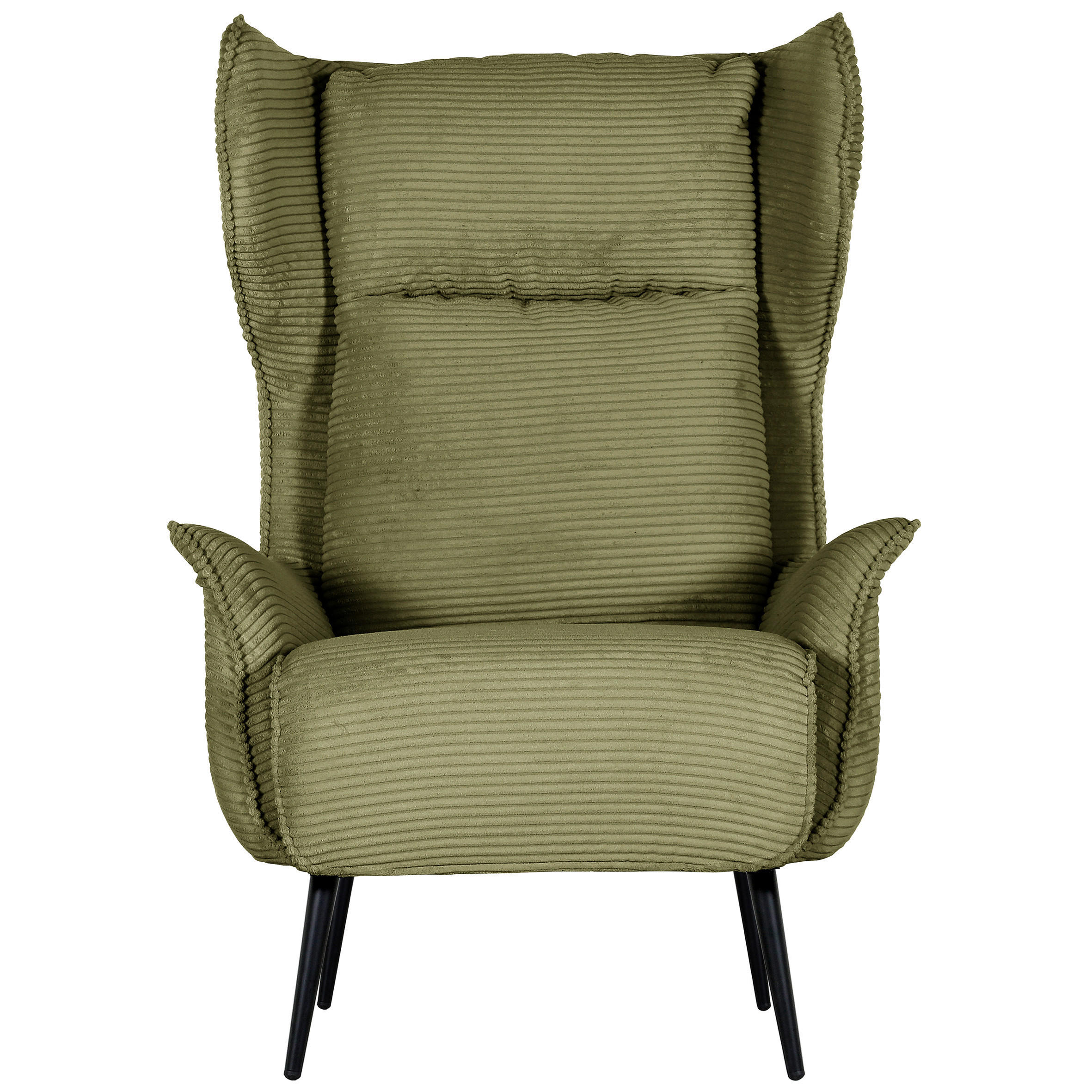 OHRENSESSEL in Cord Grün  - Schwarz/Grün, Design, Textil/Metall (83/106/89cm) - Landscape